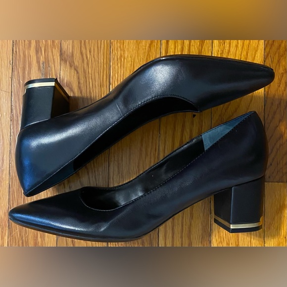 Calvin Klein Pointy Toe Pumps with Gold Hardware - Picture 2 of 4